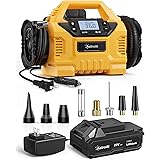 AstroAI エアコンプレッサー 車 空気入れ 電動空気入れ AC/DC/充電式バッテリー給電 160PSI / 1100KPa 電動エアーポンプ バッテリーと充電器付き ポータブル 車タイヤ 自転車 バイク エアーベッド 浮き輪 パドリングプール