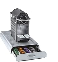 Mind Reader 50 Capacity Nespresso Capsule, 24 Capacity Vertuoline Coffee Pod Storage Drawer Organizer, Silver