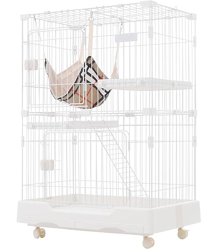 Amazon.co.jp: BTYJLEBE 猫 ケージ 2段 【ハンモック付き | キャスター