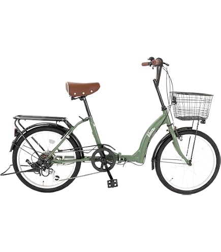 Amazon | 折りたたみ自転車 20インチ シマノ6段変速 カゴ付き LED 