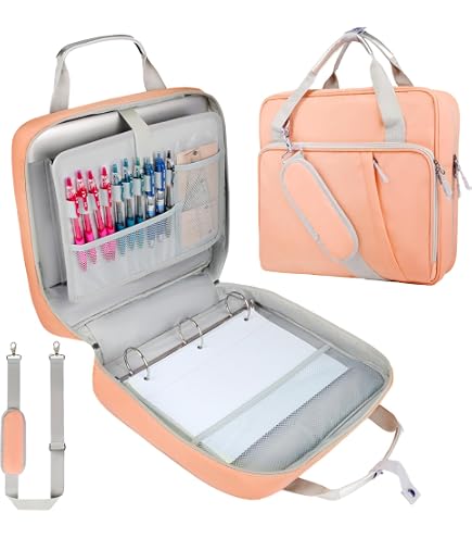 SortieOwl Zipper Binder With Shoulder Strap - 3-Ring 2-Inch Binder Organizer For School & Office