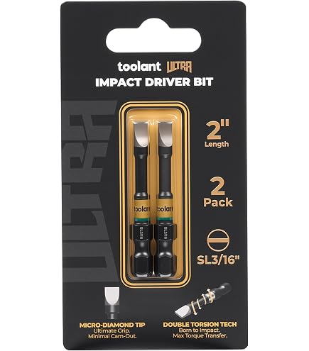 HARFINGTON 5-Pack SL3.5 Slotted Impact Screwdriver Bits – Magnetic Flat Head, 1/4" Hex Shank, 50mm Long, S2 Steel, Phosphate Coated