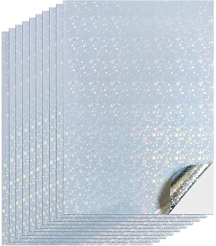 Amazon.co.jp: 10枚 ホログラムシール 透明 A4サイズ キラキラ  