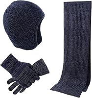 VBIGER 暖かい ニット帽子＆ネックウォーマー キャップ セット防寒 保温 スキー スポーツ アウトドア 冬