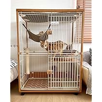 Amazon | ieneko 猫 ケージ 2段 おしゃれ 木製 幅広96cm 大型 横