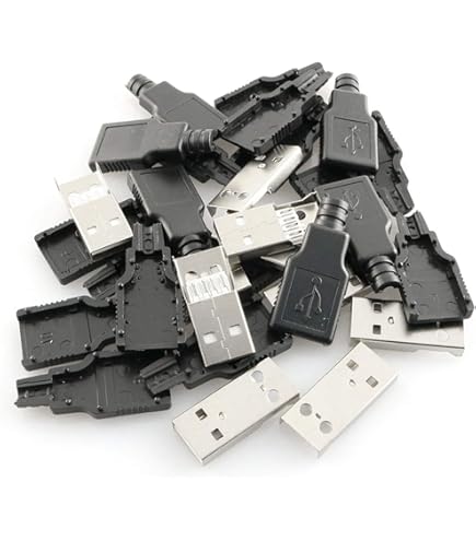 Oiyagai 40 Stuks Soldeer USB Type A Mannelijk Connector met Metaal Behuizing voor DIY