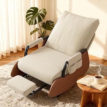 ロッキングチェア リクライニングチェア 一人掛け 背もたれ 3 段階調節室内椅子 ロッキングチェア北欧 1人掛け リクライニングチェアレジャーチェア