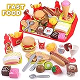 REMOKING おままごと セット キッチン おもちゃ 女の子 果物 寿司 子供 玩具 ピースシミュレーション食品カトラリー ハンバーガー フライドポテト 洋食さん 知育玩具 早期学習認知 食べ物 切る遊び 人気 きれる おもちゃ 男の子 児童館用品 誕生日 祝い プレゼント