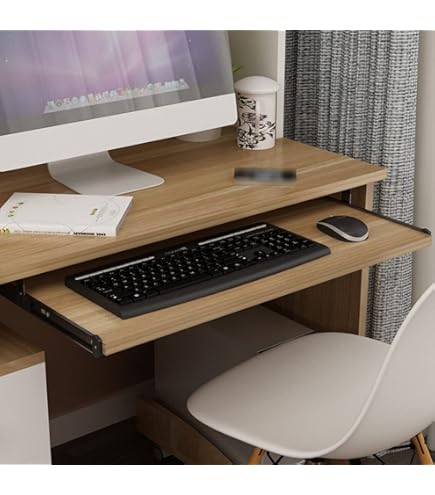 Amazon | スライド式後付け引き出しキーボードトレイ 机下収納対応 木製デスクエクステンダー 55/64/75x24cm キーボード引き出し  ネジ固定式テーブル拡張 キーボード収納 後付け机用デスク引き出し (ホワイト,75x24cm) | キーボードトレイ | 文房具・オフィス用品 木製キーボード引き出し、引き出し式キーボードトレイ、デスク下オフィスアクセサリー、54/60/70x27cm、滑らかなスライド、Cチ