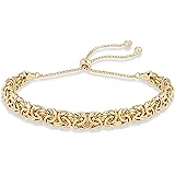 Miabella Italian 925 Sterling Silver Byzantine Bolo Bracelet for Women, Adjustable Bracelet Handmade in Italy