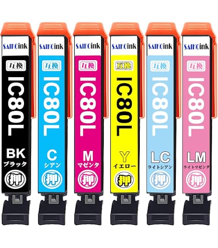 Amazon.co.jp: 【SEASKY】 IC6CL80L 染料 6色セット 増量版 エプソン