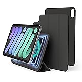 elago iPad Mini 8.3インチ 第6世代 用 磁気手帳型ケース - バックプレートは金属素材に装着可能 Apple Pencil & elagoのペンシルケース対応 スリムデザイン (ダークグレー) EPADMN6-MFLO