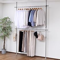 Amazon｜山善(YAMAZEN) 突っ張り ラック ポールハンガー ダブル 頑丈