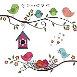 Maydahui ウォールステッカー 植物 鳥 木と枝 おしゃれ 壁紙 シール かわいい アート 幼稚園 保育園 子供 部屋 インテリア 部屋飾り 玄関 ウォールペーパー シール式 ポスター ステッカー 壁飾り ウォールデコ ウォール 装飾 DIY 