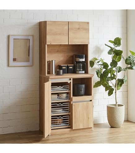 Amazon｜大川家具 ダイニングボード 食器棚 ハイタイプ キッチン