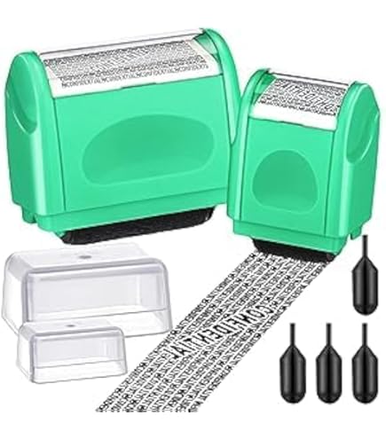 Identity Protection Roller OBOSOE Wide Roller Identity Theft Prevention Security Roller With 6 Ink Refills Purple Green - View #4