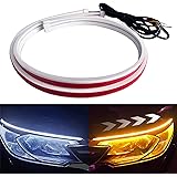 GZRUICA シーケンシャルウインカー 流れるウインカー 流れるLEDテープ 車用 防水 側面発光 デイライト テールランプ ホワイト/アンバー切り替え可能 高輝度 2835素子 60CM DC12V 汎用 2本セット