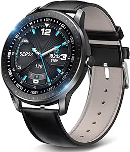 【24種類運動モード 2種類バンド付き】 スマートウォッチ 活動量計 万歩計 腕時計 歩数計 多種類文字盤 IP67防水 ビジネス運動両用 1.3インチ大画面 フルタッチスクリーン 明度調節 天気表示 音楽制御 スマートブレスレット 着信通知/アプリ通知 長持ちバッテリー アラーム 長座注意 レディーズ メンズ 日本語 母の日のプレゼント 父の日のプレゼント Bearoam (ブラック)