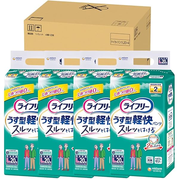 ライフリー うす型軽快パンツ L 20枚入✖️４ ライフリー うす型軽快パンツ - ライフリー - ユニ・チャーム