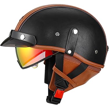 ヴィンテージ風 半キャップヘルメット｜レザー調仕上げ・燕尾デザイン・軽量モデル ヴィンテージ風 半キャップヘルメット｜レザー調仕上げ・燕尾