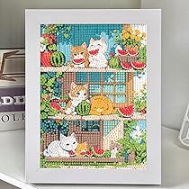 Amazon.co.jp: LEADINTOP ダイヤモンドアート 可愛い 猫 15x20cm 額縁