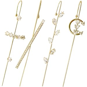 GOKEI イヤーラップピアス イヤーカフ はさむ 挟む 片耳 4個 イヤリング ピアス 耳ラップ イヤフック ひっかけ…