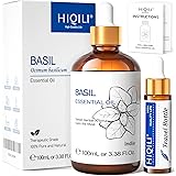 HIQILI Basil Essential Oil,Pure Natural Basil Oil for Skin Massage Diffuser -3.38 Fl Oz.