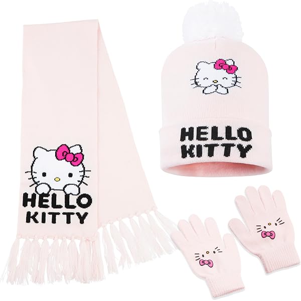 Amazon | ハローキティ ガールズ 帽子 スカーフ & グローブ セット 冬