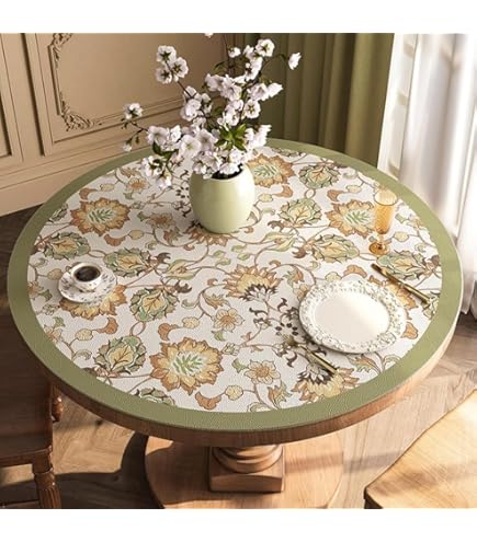 Amazon｜円形 テーブルクロス PUレザー 北欧 花柄 直径50cm テーブル
