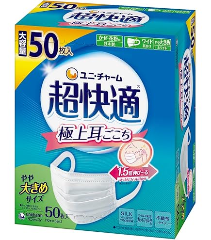 Amazon.co.jp: 超快適マスク 【大容量】 風邪・花粉用 プリーツタイプ