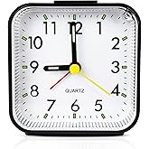 Lamisola Small Analog Travel Alarm Clock, Battery Operated Desk Table Shelf Clock for Kids, Quieter Bedside Alarm Clocks for 