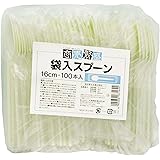 大和物産(Daiwa Bussan) 使い捨て スプーン プラスチック 商売繁盛 袋入り カトラリー 16cm 100本入 アイボリー ホワイト 21.0×18.5×5.5cm