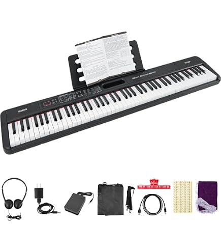 Amazon | 電子ピアノ 88鍵盤 折りたたみ スタンド付 2つ折り電子