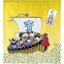押し絵、タペストリー、「鶴と七福神」 ロングタペストリー・招福つるし飾り｜株式会社さくらほりきり