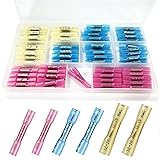 防水 圧着スリーブ 100個セット【 40赤、40青、20黄】 圧着接続端子 圧着端子 熱収縮チューブ 電線 接続 工具 絶縁 端子 電工系 家電系 船 車 バイクの電装系 配線コネクター 丈夫に接続