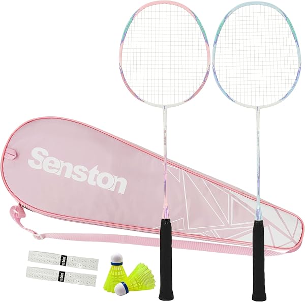 Senston 2本組/4本組みバドミントンラケットセットカーボンファイバーバドミントンラケット-1つのキャリングバッグが含まれています - 1