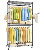 Amazon.co.jp: SONGMICS ハンガーラック 大容量 クローゼット 2段 洋服