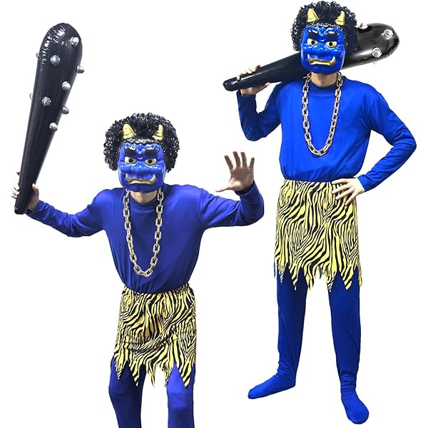 Amazon.co.jp: [SVNVIOZ] 節分 赤鬼 青鬼 コスプレ 6点セット お面＊2