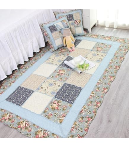 Amazon｜キルティングマット 花柄 ラグ 綿100％ ラグマット