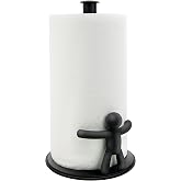 Umbra Buddy Countertop Paper Towel Holder, Black | One-Handed Paper Towel Holder, Quick-Loading Design, Recycled Materials, C