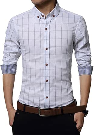 Amazon チェック ワイシャツ メンズ カジュアル 人気 かっこいい スレンダー お洒落 ボタンダウン 長袖 スリム Yシャツ Nail39 シャツ 通販