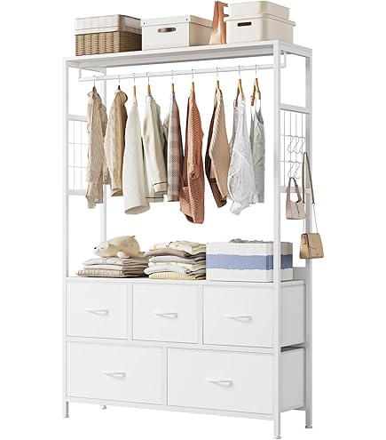 Amazon｜Nicehill ハンガーラック 引き出し付き 幅80奥行40高さ183cm