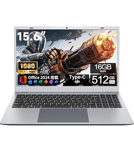Amazon.co.jp: ノートパソコン Office 2024搭載 15.6 インチ ノートpc
