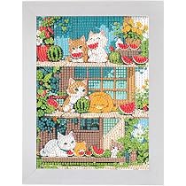 Amazon.co.jp: LEADINTOP ダイヤモンドアート 可愛い 猫 15x20cm 額縁
