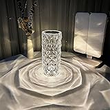 Crystal Lamp Color Changing Night Light Rose Table Lamps USB Touch Crystal Diamond Desk Lamps for Bedroom Living Room Party D