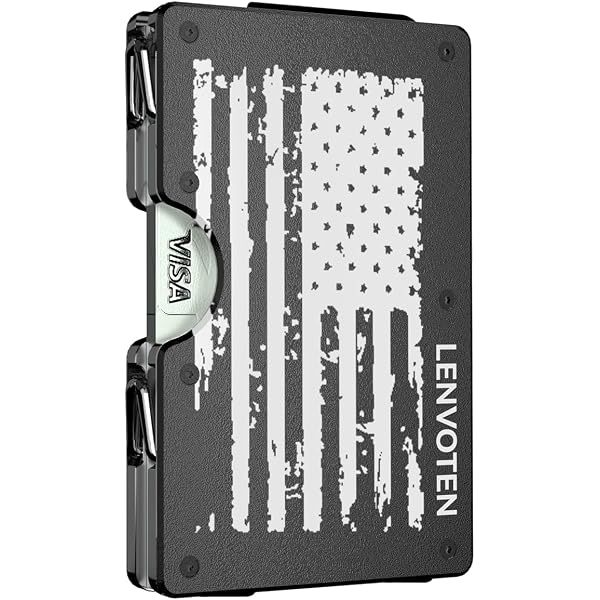 Lenvoten Minimalist Wallet For Men | S8-Patriot Flag Design | Aerospace Aluminum Metal | Holds 22 Cards + 8 Bills | RFID Blocking - View #4