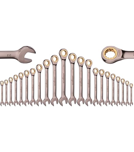 SW-Stahl Double Offset Ring Spanner Set - 6-Piece E-Profile Wrench Set For Tight Spaces