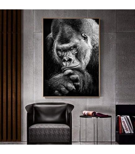 ブラックゴリラ アートパネル ポスター A1サイズ Amazon.co.jp: ブラックシンキングゴリラポスターとプリント動物