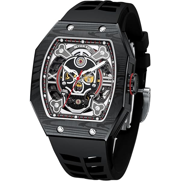 Amazon | SEVEN XII 腕時計メンズ スカル 機械式 自動巻き