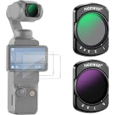 NEEWER 可変NDフィルターセット Osmo Pocket 4/Pocket 3/Xtra Muse対応 ND2-32&ND64-512 | 減光レンズフィルター, 絞り値限定ストップ, スクリーンプロテクター2枚付属, アクションカメラアクセサ